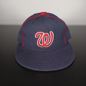 Vintage New Era Washington Nationals MLB Leather Sweatband Fitted Hat